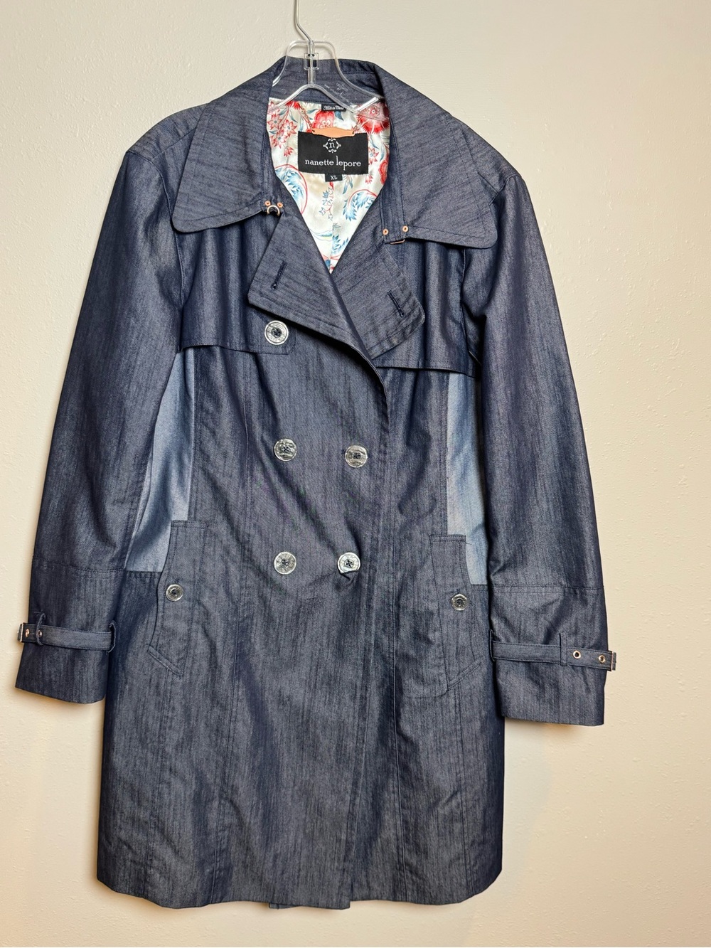 Nanette Lepore | Double Breasted Denim Trench Coat Fully Lined Like New